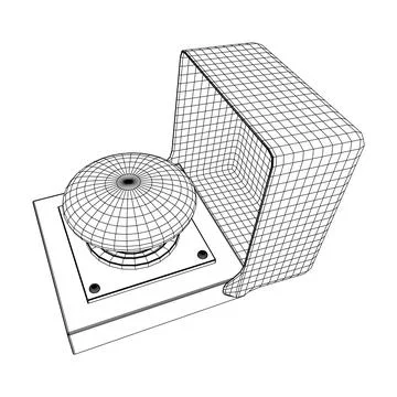 Big panic launch push button. Wireframe low poly mesh Stock Illustration