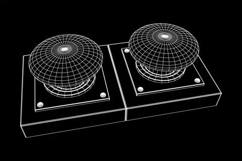 Big panic launch push button. Wireframe low poly mesh Stock Illustration