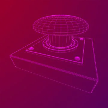 Big panic launch push button. Wireframe low poly mesh Stock Illustration