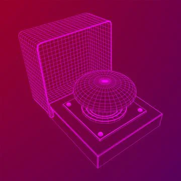Big panic launch push button. Wireframe low poly mesh Stock Illustration
