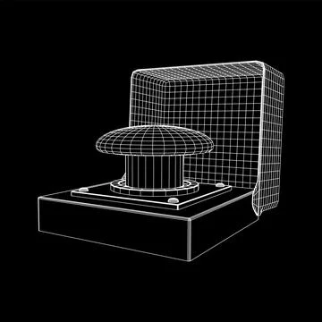 Big panic launch push button. Wireframe low poly mesh Stock Illustration
