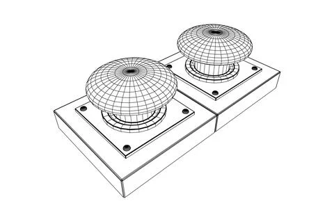 Big panic launch push button. Wireframe low poly mesh Stock Illustration