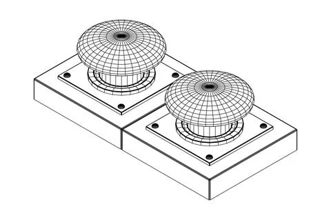 Big panic launch push button. Wireframe low poly mesh Stock Illustration