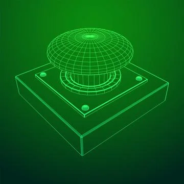 Big panic launch push button. Wireframe low poly mesh Stock Illustration