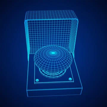 Big panic launch push button. Wireframe low poly mesh Stock Illustration