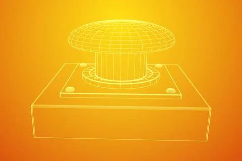 Big panic launch push button. Wireframe low poly mesh 스톡 일러스트