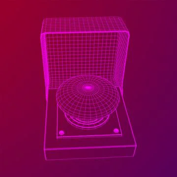 Big panic launch push button. Wireframe low poly mesh Stock Illustration