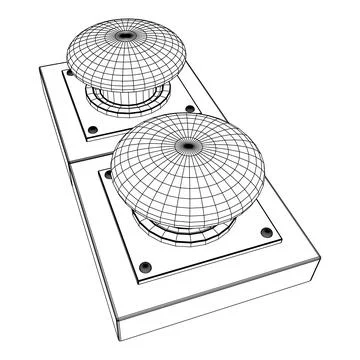 Big panic launch push button. Wireframe low poly mesh Stock Illustration