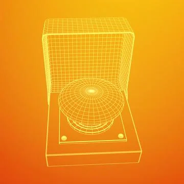 Big panic launch push button. Wireframe low poly mesh Stock Illustration