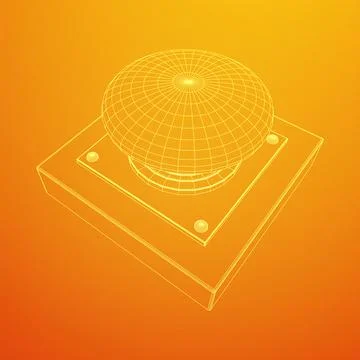 Big panic launch push button. Wireframe low poly mesh Stock Illustration