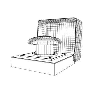 Big panic launch push button. Wireframe low poly mesh Illustrazione stock