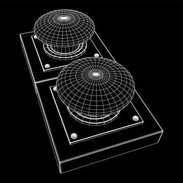 Big panic launch push button. Wireframe low poly mesh Stock Illustration
