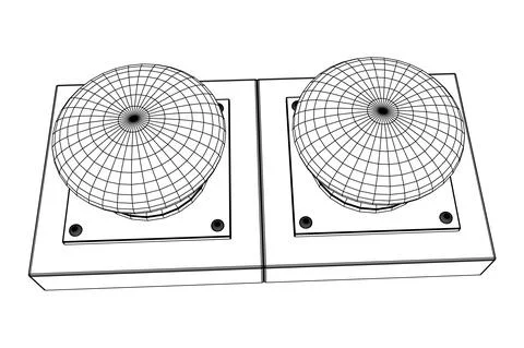 Big panic launch push button. Wireframe low poly mesh Stock Illustration