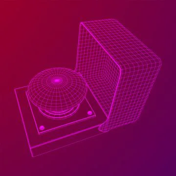 Big panic launch push button. Wireframe low poly mesh Stock Illustration