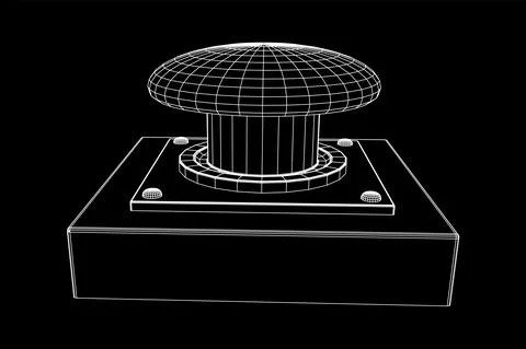 Big panic launch push button. Wireframe low poly mesh Stock Illustration