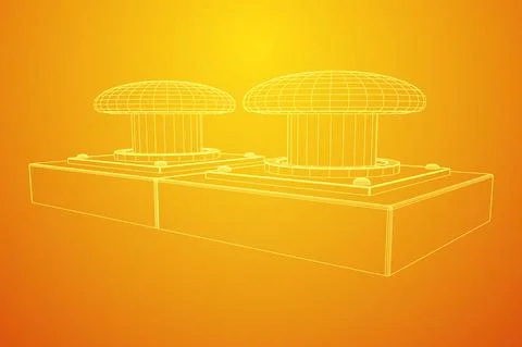 Big panic launch push button. Wireframe low poly mesh Stock Illustration