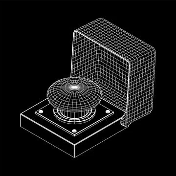 Big panic launch push button. Wireframe low poly mesh Stock Illustration