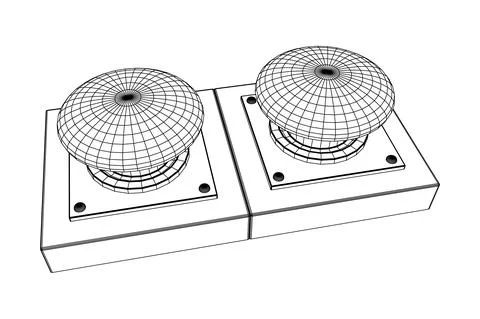 Big panic launch push button. Wireframe low poly mesh Illustrazione stock