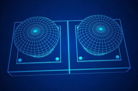 Big panic launch push button. Wireframe low poly mesh Illustrazione stock