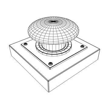 Big panic launch push button. Wireframe low poly mesh Stock Illustration