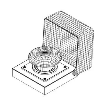Big panic launch push button. Wireframe low poly mesh Stock Illustration