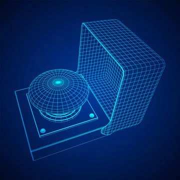 Big panic launch push button. Wireframe low poly mesh Stock Illustration