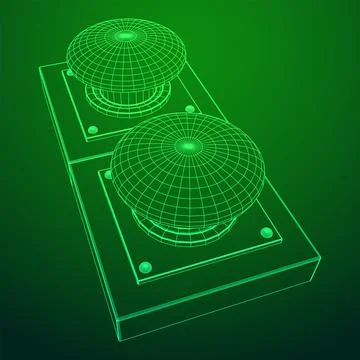Big panic launch push button. Wireframe low poly mesh Stock Illustration
