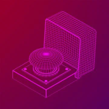 Big panic launch push button. Wireframe low poly mesh Stock Illustration