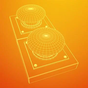 Big panic launch push button. Wireframe low poly mesh Stock Illustration