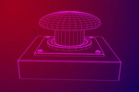 Big panic launch push button. Wireframe low poly mesh Stock Illustration