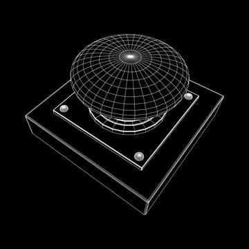 Big panic launch push button. Wireframe low poly mesh Illustrazione stock