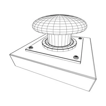 Big panic launch push button. Wireframe low poly mesh 스톡 일러스트
