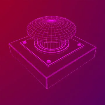 Big panic launch push button. Wireframe low poly mesh 스톡 일러스트