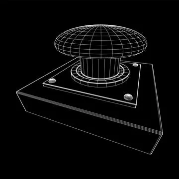 Big panic launch push button. Wireframe low poly mesh Stock Illustration