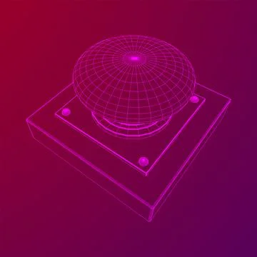 Big panic launch push button. Wireframe low poly mesh 스톡 일러스트
