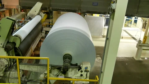 Big paper roll processing Stock Footage 293787460