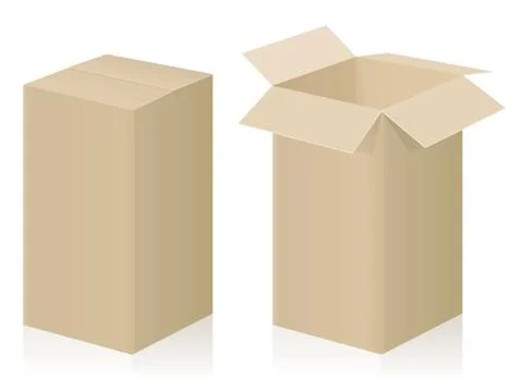 Big Parcel Closed Open Strong Cardboard Illustrazione stock