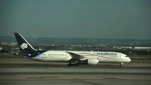 Big passenger Boeing 787-9 Dreamliner aircraft of Aeromexico airlines Stock Footage 314547798