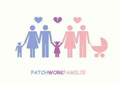 Big patchwork family separation concept pictogram Stock Illustration