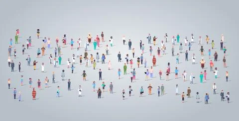 Big people group different occupation employees standing todether workers crowd Stock Illustration