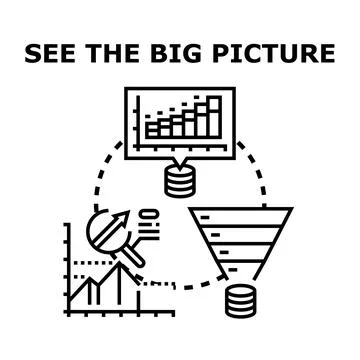 Big picture concept analyzing data business strategy Stock Illustration