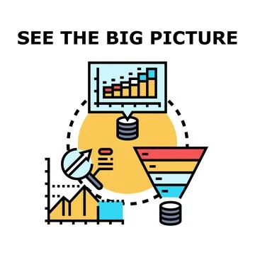 Big picture concept analyzing data business strategy Stock Illustration