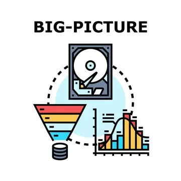 Big picture concept representing data analysis and management Illustrazione stock