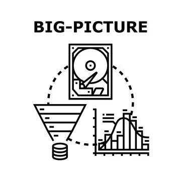 Big picture concept representing data analysis and management Stock Illustration