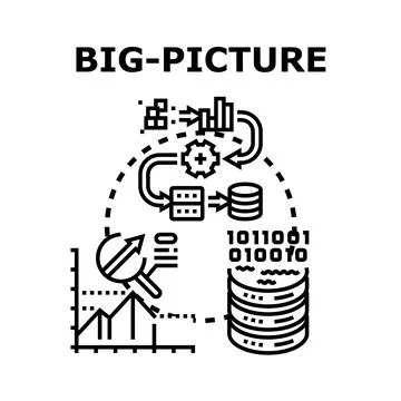 Big picture concept visualizing data analysis and processing Stock Illustration