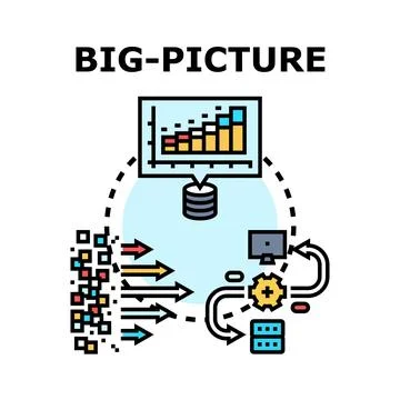 Big picture concept visualizing data analysis process Stock Illustration