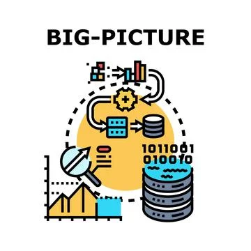 Big picture concept visualizing data analysis and processing Stock Illustration
