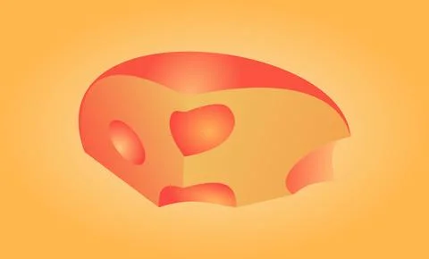 Big piece of cheese on orange background. Stock Illustration