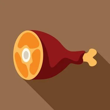 Big piece of ham on the bone lying down with long shadow イラスト素材