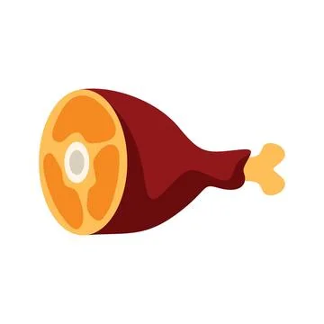 Big piece of ham lying on white background Stock Illustration